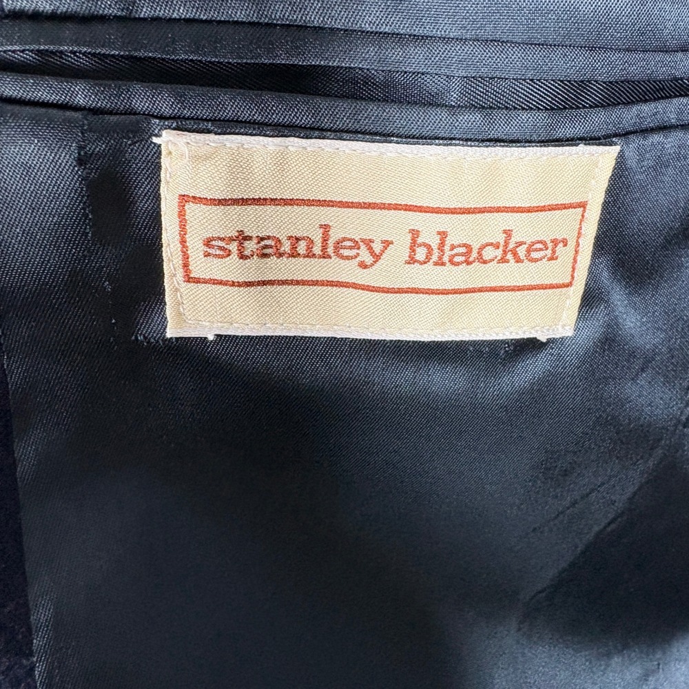 Stanley Blacker Mens Navy Blue Double Breasted Blazer Gold Crest Buttons USA - Picture 4 of 6